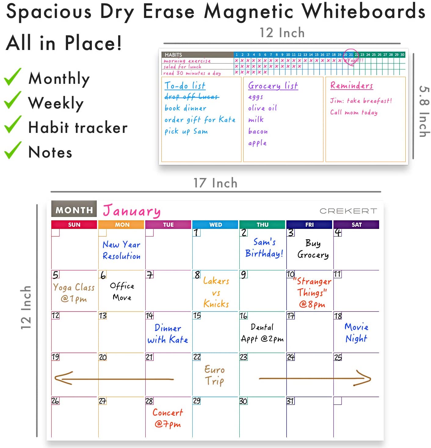 4 in1 Dry Erase Calendar Whiteboard – CREKERT