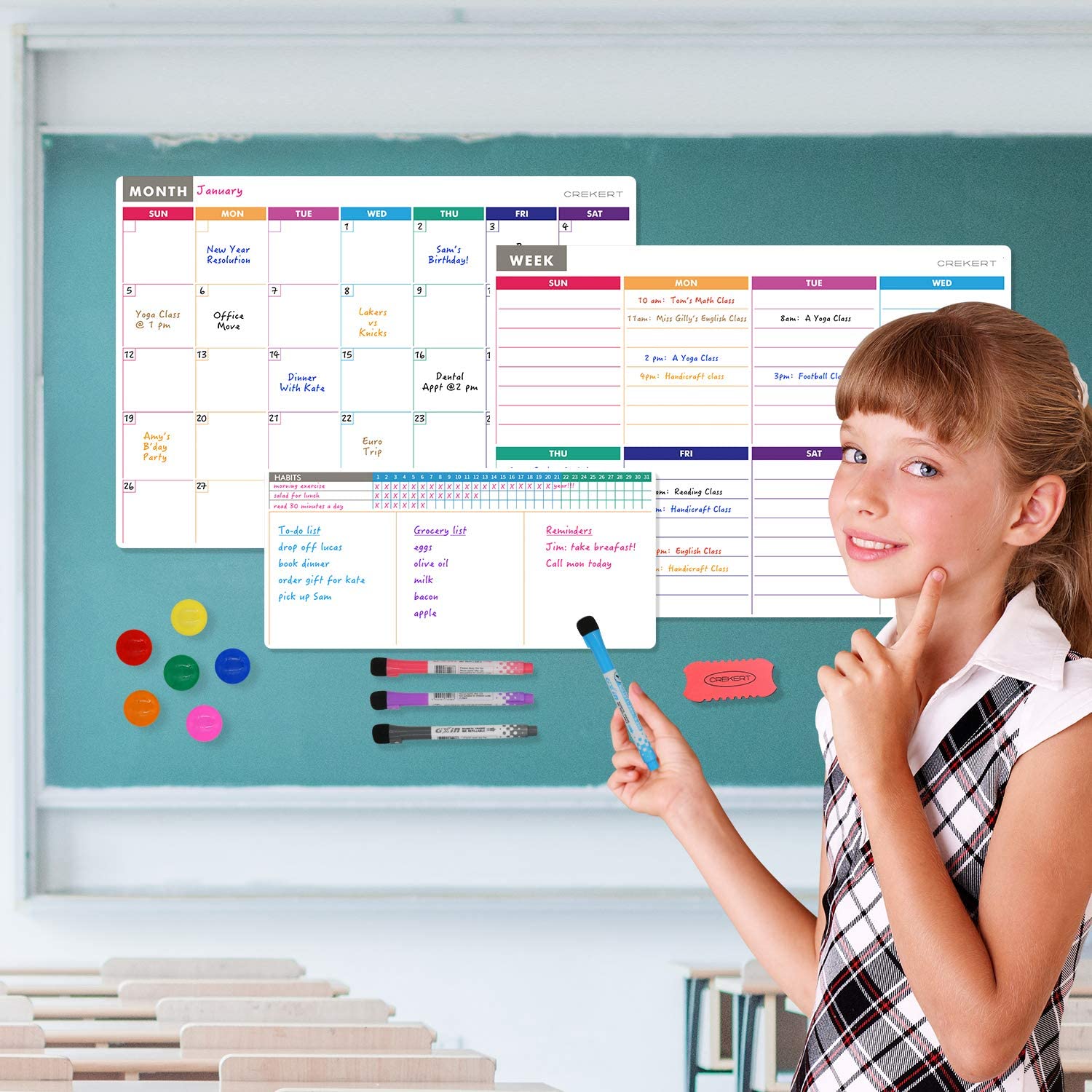 4 in1 Dry Erase Calendar Whiteboard